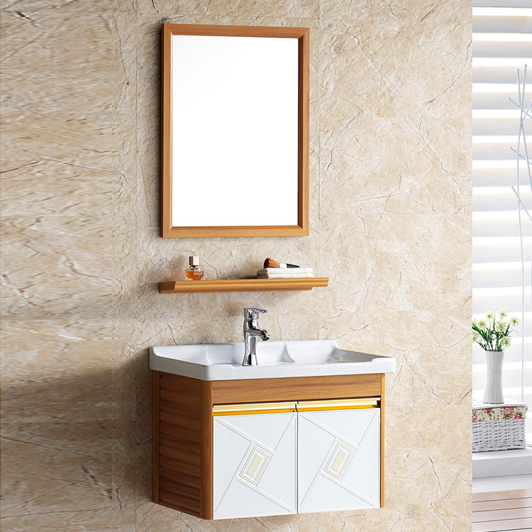 珀力卫浴 特价型材太空铝浴室柜 压花系列白色木纹可选 现货直销