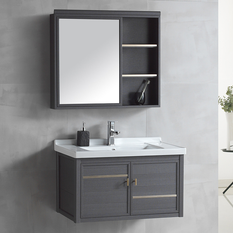 珀力卫浴 2020新款现代简约家居太空铝浴室柜全铝套装加厚款镜柜可非标定制