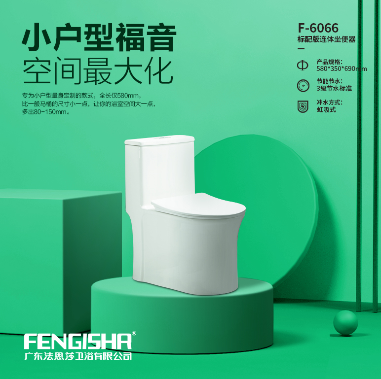 广东法思莎卫浴有限公司 专业生产研发8.0大管道马桶.防臭马桶   6066